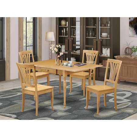 East West Furniture 5 Piece Monza Modern Dining Table Set - Oak MZAV5-OAK-W